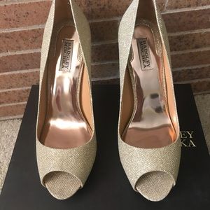 Glittery gold Badgley Mischka heels